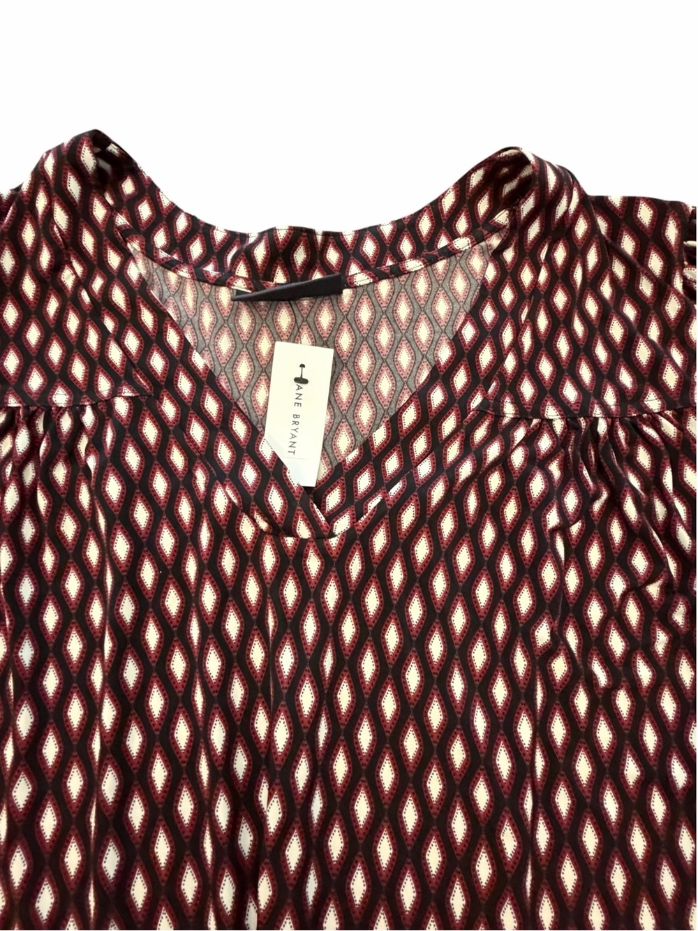 Lane Bryant Geometric Print V-Neck Blouse Career Long Sleeve 22/24 New $50 - Picture 3 of 13